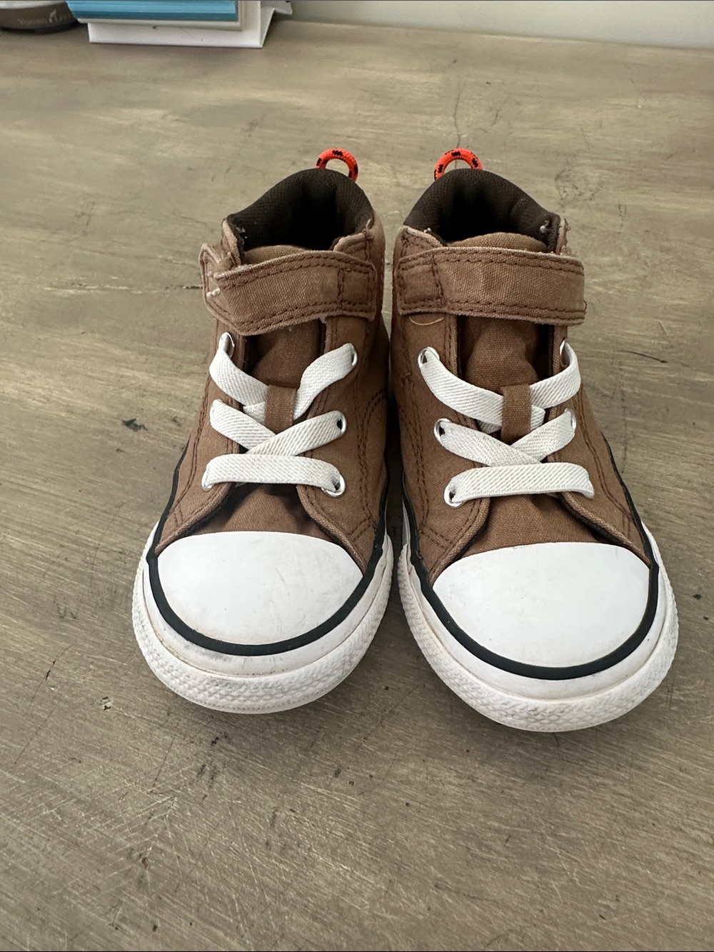Converse Kids Tan and White High-Top Sneakers